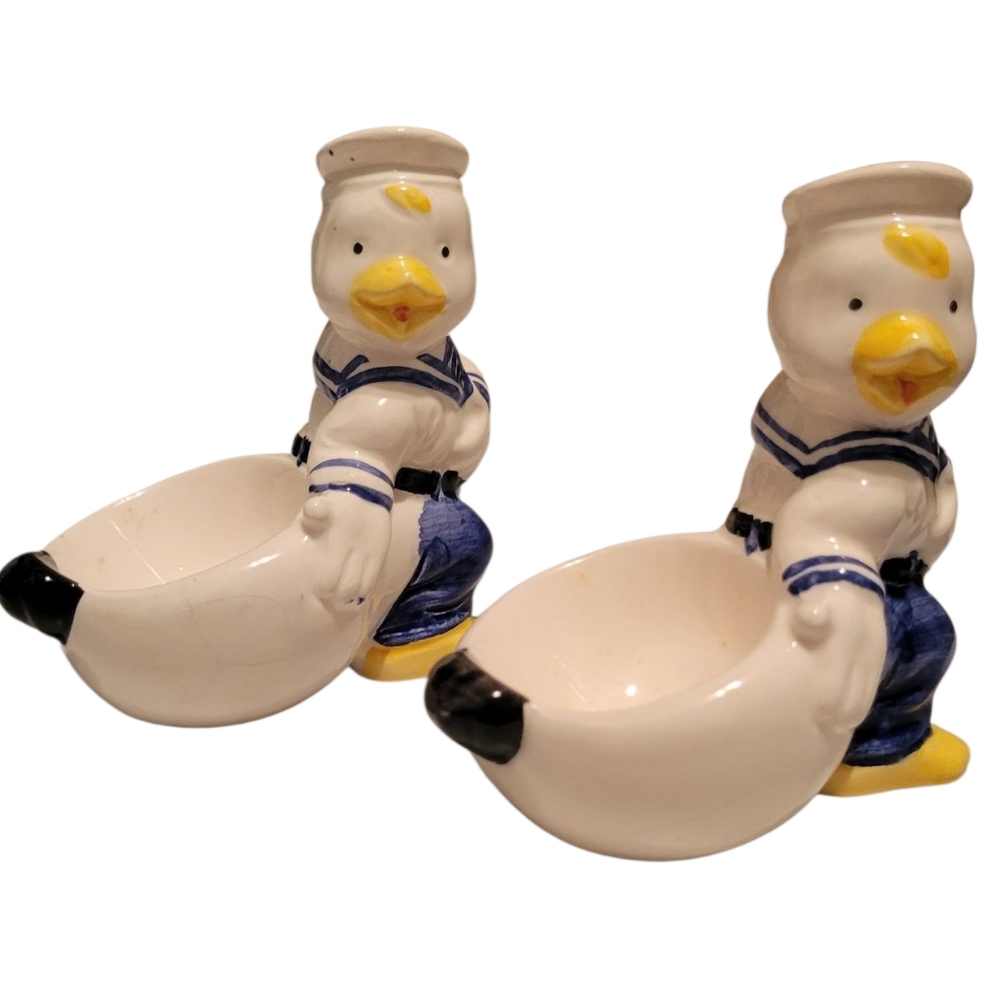 VINTAGE SAILOR DUCK SET OF EGG CUPS